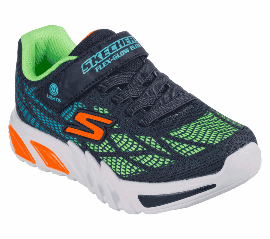 Fiú Skechers Flex-Glow Elite - Vorlo Tornacipő Sötétkék Színes | HUI295G