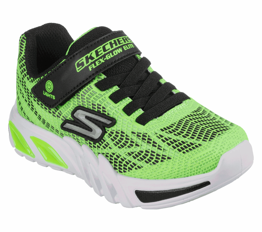 Fiú Skechers Flex-Glow Elite - Vorlo Tornacipő Zöld Fekete | HUI320R