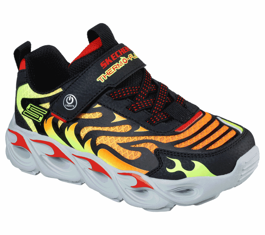 Fiú Skechers S Lights: Thermo-Flash Tornacipő Fekete Piros | HUI095P