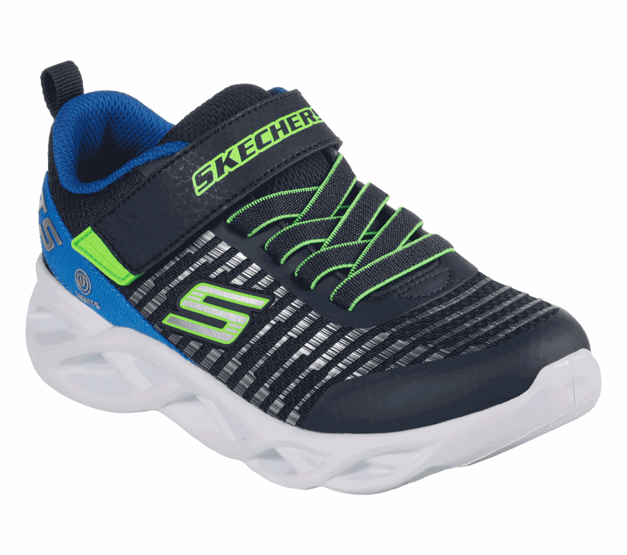 Fiú Skechers Twisty Brights - Novlo Tornacipő Sötétkék Kék | HUI195Q
