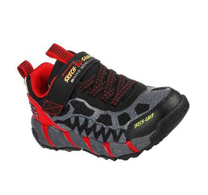 Fiú Skechers Velocitrek - Dino Quest Tornacipő Fekete Piros | HU8055G