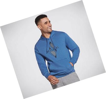Férfi Skechers Apparel Big Diamond Pullover Kapucnis Pulóver Kék | HUA675D