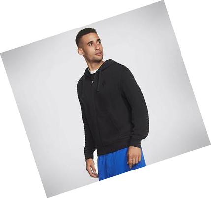 Férfi Skechers Apparel Diamond Front Zip Kapucnis Pulóver Fekete | HUA562L