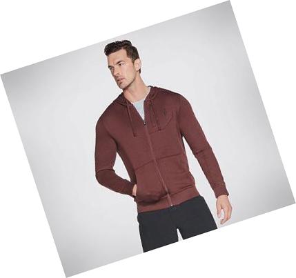 Férfi Skechers Apparel GOknit Pique Full Zip Kapucnis Pulóver Barna | HUA6893