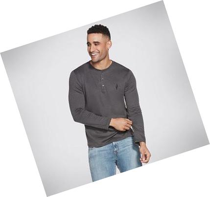 Férfi Skechers Apparel GOknit Pique Henley Kapucnis Pulóver Szürke | HUA900L