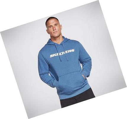 Férfi Skechers Apparel Heritage Pullover Kapucnis Pulóver Kék | HUA6373