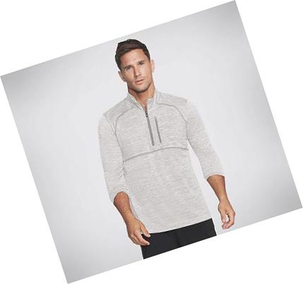 Férfi Skechers Apparel On the Road 1/4 Zip Kapucnis Pulóver Világos Szürke | HUA4625