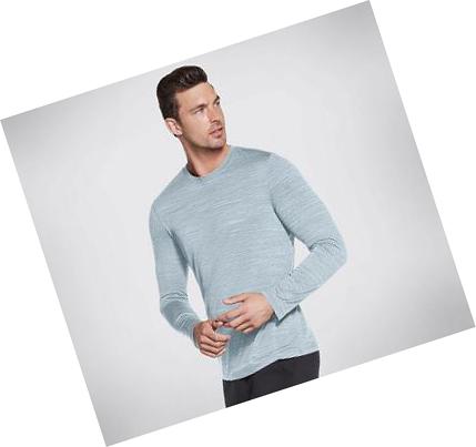 Férfi Skechers Apparel On the Road Long Sleeve Kapucnis Pulóver Világos Kék | HUA9390