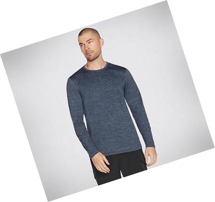 Férfi Skechers Apparel On the Road Long Sleeve Kapucnis Pulóver Sötétkék | HUA962A