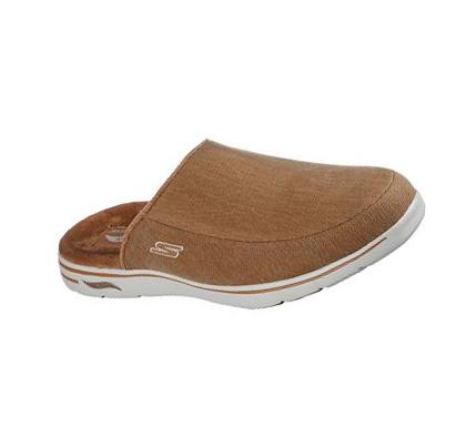 Férfi Skechers Arch Fit Lounge Papucs Barna | HU6833G