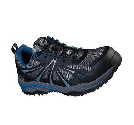 Férfi Skechers Azbar Comp Toe Munkacipő Fekete Kék | HU4261D