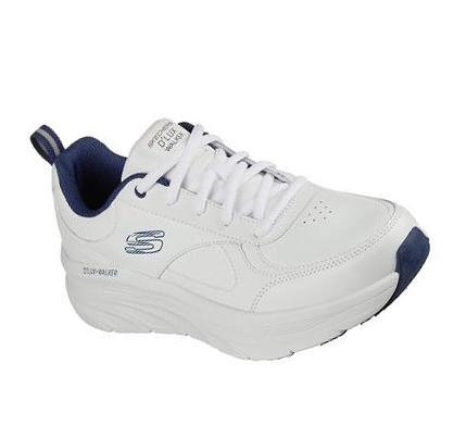 Férfi Skechers D'Lux Walker - Parowan Tornacipő Fehér Sötétkék | HU5875Q