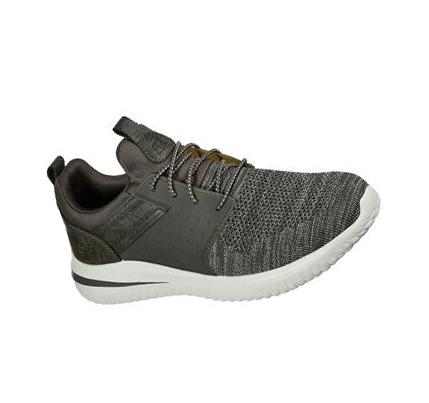 Férfi Skechers Delson 3.0 - Cicada Slip Ons Olivazöld | HU73394