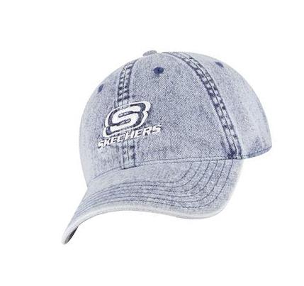 Férfi Skechers Denim Embroidered Kalap Kék | HUI3398