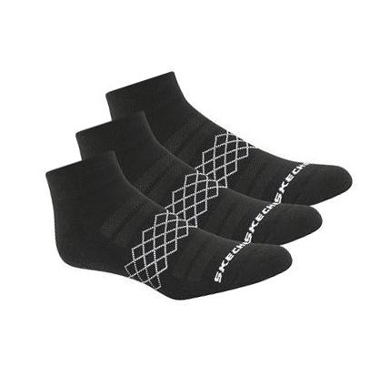 Férfi Skechers Diamond Quarter - 3 Pack Zokni Fekete | HUI9873
