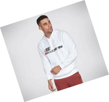 Férfi Skechers GOLOUNGE Apparel S Ombre Kapucnis Pulóver Fehér | HUA862K