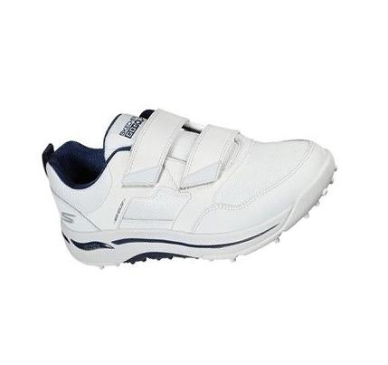Férfi Skechers GO GOLF Arch Fit - Front Nine Golf Cipő Fehér Sötétkék | HUI433P