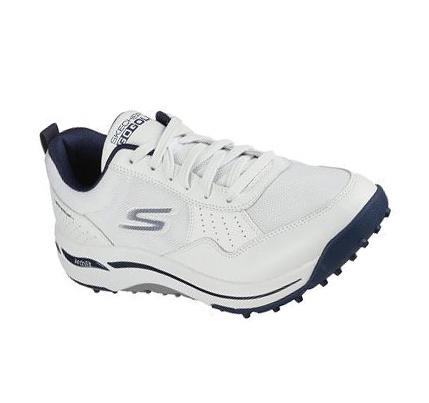 Férfi Skechers GO GOLF Arch Fit - Line Up Golf Cipő Fehér Sötétkék | HUA558S