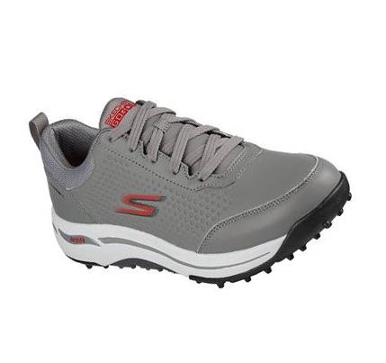 Férfi Skechers GO GOLF Arch Fit - Set Up Golf Cipő Szürke Piros | HUA3585