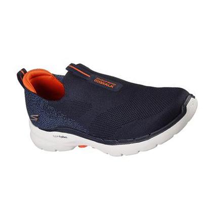 Férfi Skechers GOwalk 6 Gyalogló Cipő Sötétkék Narancssárga | HU80005