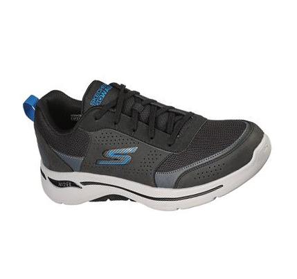 Férfi Skechers GOwalk Arch Fit - Recharge Tornacipő Fekete Kék | HU5512A