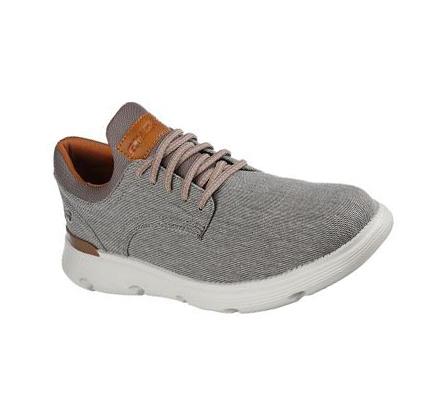 Férfi Skechers Garza - Romano Oxford Cipő Szürke Barna | HUI361X