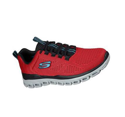Férfi Skechers Glide-Step - Fasten Up Gyalogló Cipő Piros Fekete | HU52120
