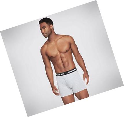 Férfi Skechers Jersey Boxer Briefs - 3 Pack Fehérnemű Fekete Fehér Szürke | HU36000