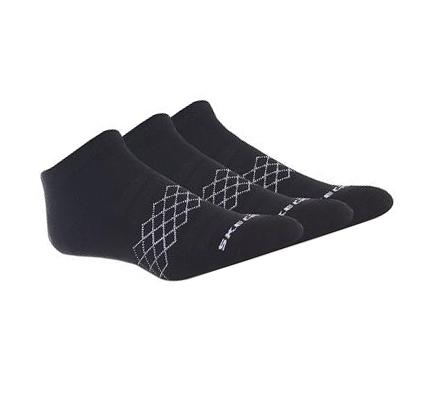 Férfi Skechers Low Cut Diamond Arch - 3 Pack Zokni Fekete | HUA0140