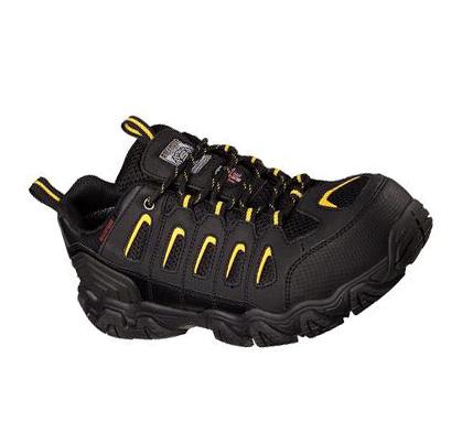 Férfi Skechers Munka: Blais ST Oxford Cipő Fekete Sárga | HU32360