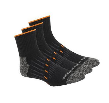 Férfi Skechers Munka Quarter – 3 Pack Zokni Fekete | HUI787E