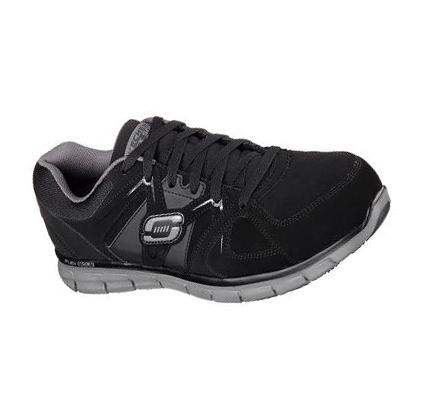 Férfi Skechers Munka Relaxed Fit: Synergy - Ekron Alloy Toe Oxford Cipő Fekete Szürke | HU3111D
