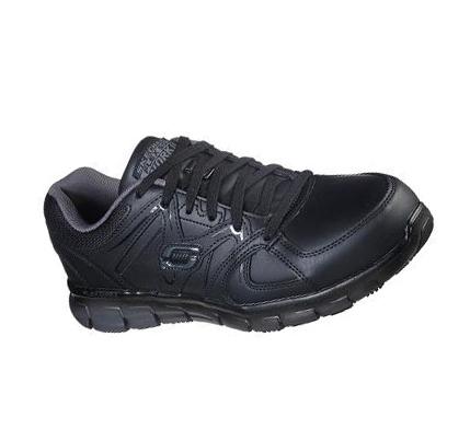 Férfi Skechers Munka Relaxed Fit: Synergy - Ekron Alloy Toe Oxford Cipő Fekete Szürke | HU3136C