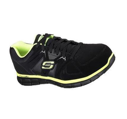 Férfi Skechers Munka Relaxed Fit: Synergy - Ekron Alloy Toe Oxford Cipő Fekete Világos Zöld | HU3161B