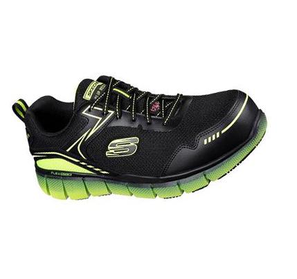Férfi Skechers Munka: Telfin - Rieg Comp Toe Oxford Cipő Fekete Világos Zöld | HU30865