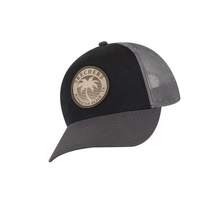 Férfi Skechers Palm Tree Bőr Patch Trucker Kalap Szürke Fekete | HUI5870