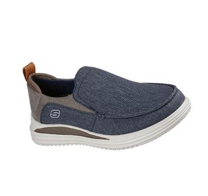 Férfi Skechers Proven - Evers Slip Ons Sötétkék Barna | HU6989G