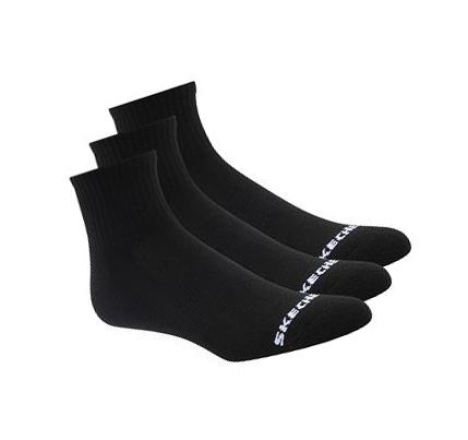 Férfi Skechers Quarter Crew Sport - 3 Pack Zokni Fekete | HUI8250