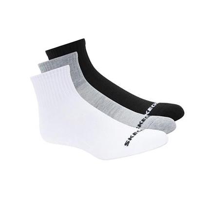 Férfi Skechers Quarter Crew Sport - 3 Pack Zokni Fekete Fehér Szürke | HUI837D