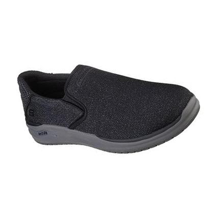 Férfi Skechers Relaxed Fit: Arch Fit Melo - Walcott Slip Ons Fekete | HUA018C