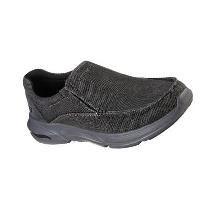 Férfi Skechers Relaxed Fit: Arch Fit Talon - Menifee Slip Ons Fekete | HUI568L