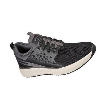 Férfi Skechers Relaxed Fit: Crowder - Colton Alkalmi Cipő Fekete Szürke | HU7250B