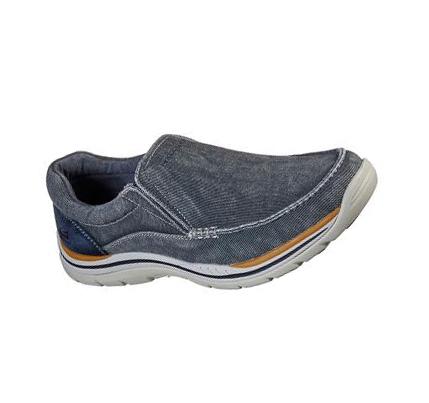 Férfi Skechers Relaxed Fit: Expected - Avillo Slip Ons Kék | HUI507Q