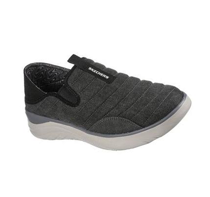 Férfi Skechers Relaxed Fit: Glassell - Milroy Slip Ons Fekete Szürke | HU70645