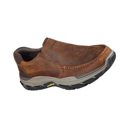 Férfi Skechers Relaxed Fit: Respected - Catel Slip Ons Barna | HU5293B
