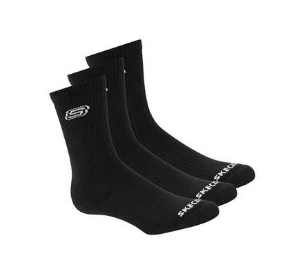 Férfi Skechers Solids Crew - 3 Pack Zokni Fekete | HUA089X