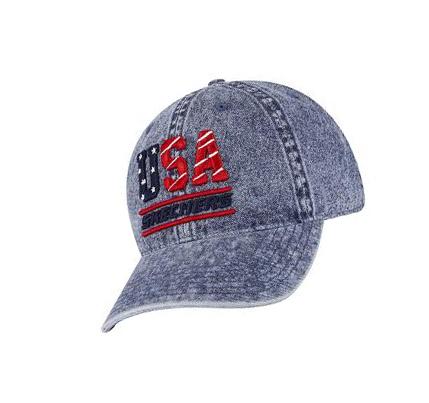 Férfi Skechers USA Denim Kalap Kék | HUI262L