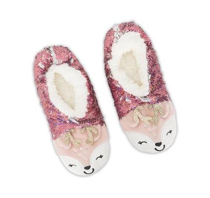 Lány Skechers 1 Pack Sequin Reindeer Papucs Zokni Rózsaszín | HUA870S