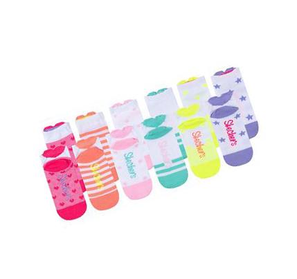 Lány Skechers 6 Pack Low Cut 3D Heart Zokni Színes | HUA720C