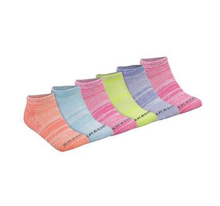 Lány Skechers 6 Pack Low Cut Color Stripe Zokni Színes | HUA595G